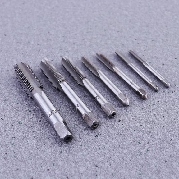 OATIPHO 7Pcs Metalworking Thread Screw Tap Kit Silver Bearing Steel Straight Fluted Taps