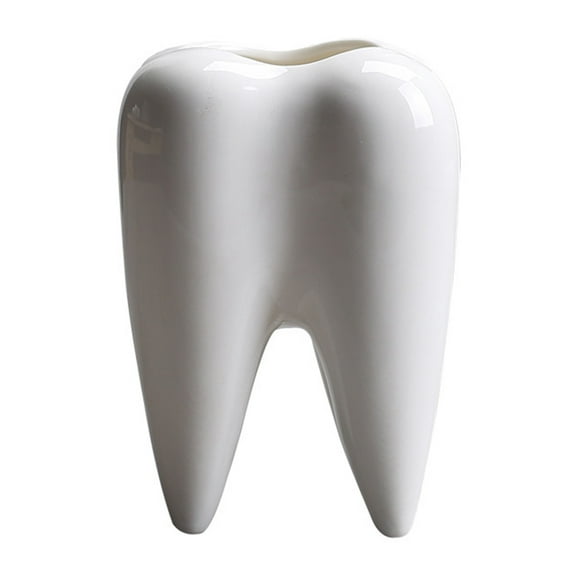 OATIPHO Tooth-Shaped Molar Vase White Ceramic for Home and Office Decor