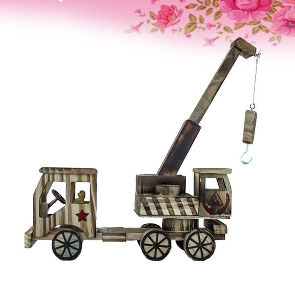 MUSEYA 1Pc Wooden Simulation Crane Model Retro Style Decoration Ornament