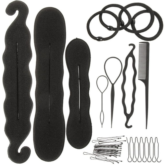 OATIPHO 1Set Lightweight Black Hair Bun Makers with Twisting Clips for Stylish Hair Design