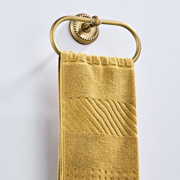OATIPHO Retro Style Wall Mount Towel Ring in Golden Color for Bathroom and Kitchen Use
