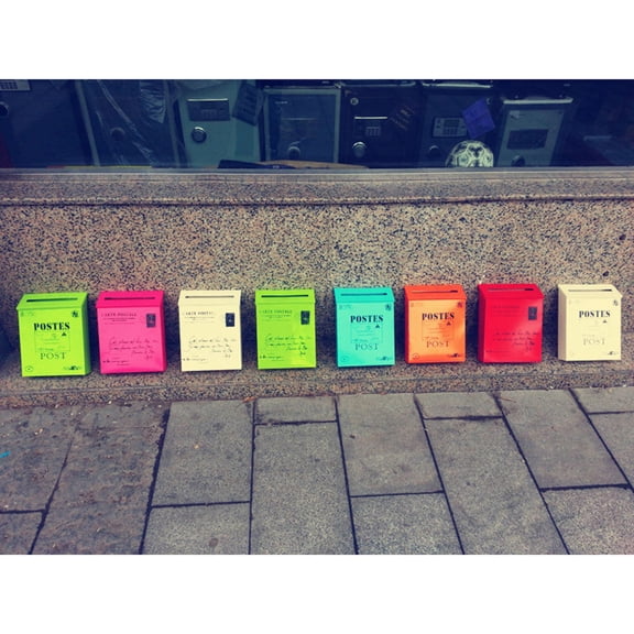 OATIPHO Decorative Red Metal Mailbox Post Box Wall Ornament Vintage Style Photo Prop