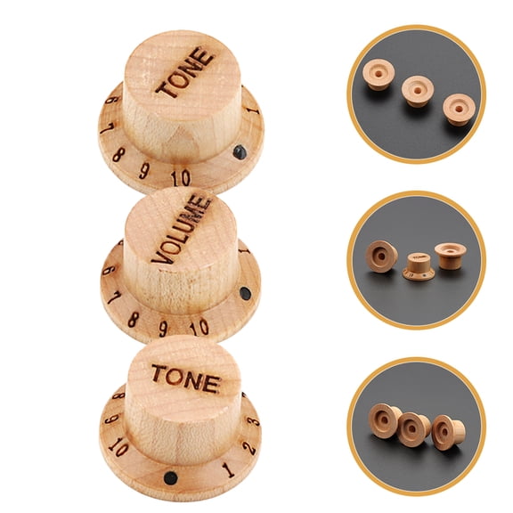 OATIPHO 3Pcs Wooden Guitar Volume Tone Control Knobs Replacement for Electric Guitar Bass Accessories