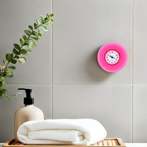 MUSEYA Waterproof Suction Cup Shower Clock Red Plastic 1Pcs