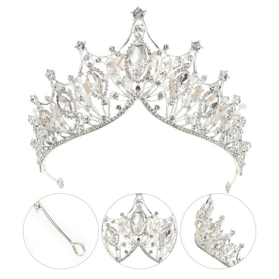 MUSEYA Wedding Crown for Bride Rhinestone Headpiece Charming Look Enhancement 1Set for Dance Parties