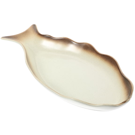 OATIPHO Ceramic Steamed Fish Plate Elegant White for Decor Gatherings and Restaurants