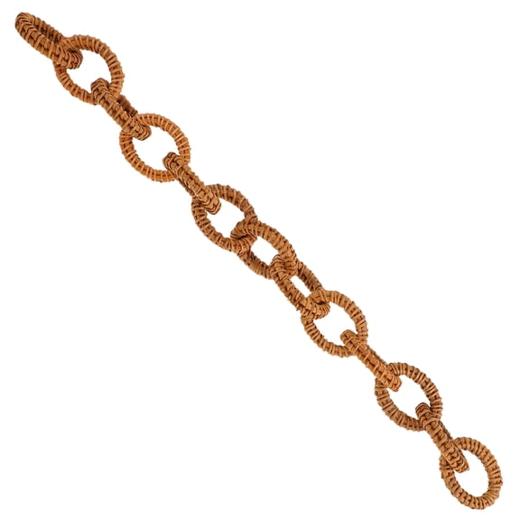 OATIPHO Brown Rattan Woven Link Chain Decor Rustic Wall Hanging Ornament for Living Room and Home