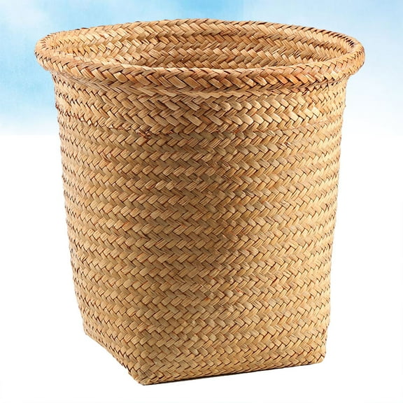 OATIPHO Natural Round Straw Basket Woven Storage Organizer for Home Laundry and Multi Functional Use
