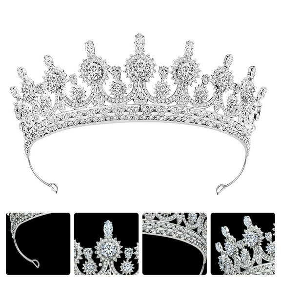 OATIPHO Tiara Crown for Wedding Silver 1Pcs 4.7x4.7in