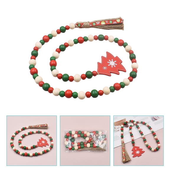 OATIPHO Red Wooden Bead Gar Farmhouse Style Christmas Decor for Fireplace and Door