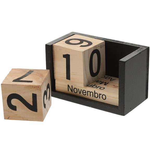MUSEYA Wooden Calendar Block for Home Assorted Color Wood Perpetual Desk Calendar with Removable Date Blocks Always Know Month and Day