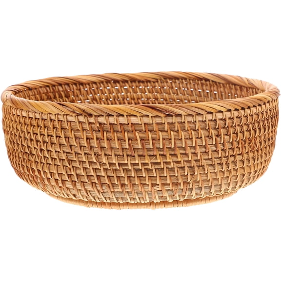 OATIPHO Handcrafted Rattan Storage Basket Light Brown Fruit Bread and Sundries Holder