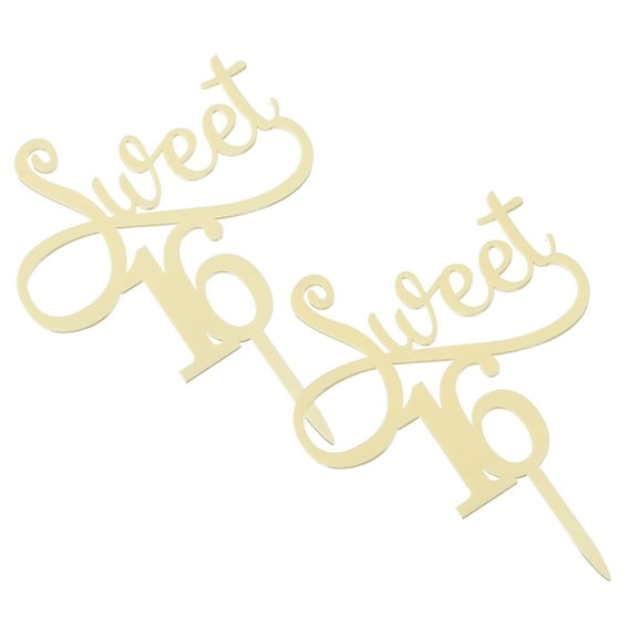 OATIPHO  Yellow Acrylic Letter Cake Picks for Birthday and Anniversary Celebrations 2Pcs