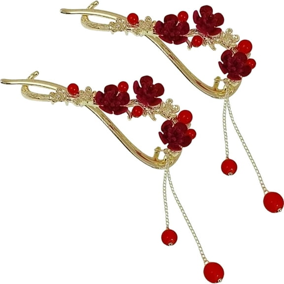 MUSEYA 2Pcs Pretty Hair Clips Plum Clip Alloy and Velvet for Women Decorative Hair Accessories