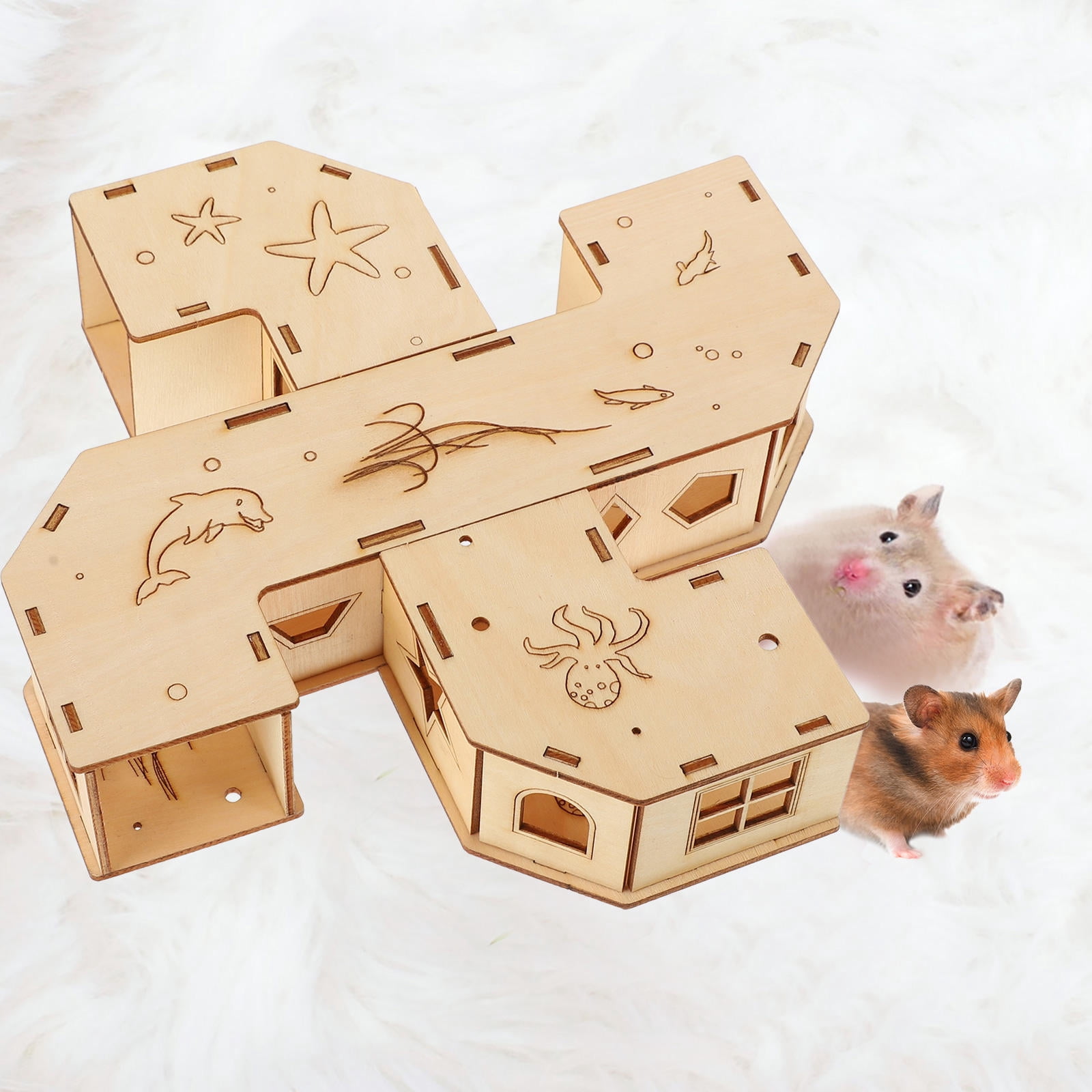 Image showcasing MUSEYA hamster tunnel kit Hamster Tunnel Plastic Beige Hamster ...