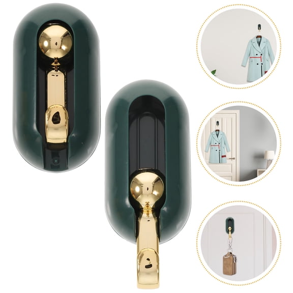 OATIPHO 4Pcs Green Self Adhesive Wall Hooks for Hanging Towels Coats Hats with Smooth Finish
