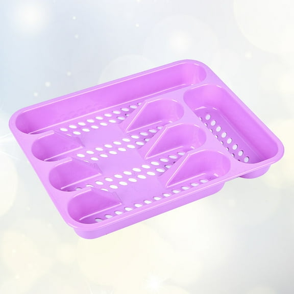 MUSEYA 1Pc Violet Tableware Drain Plate with Compartments Heavy Duty Storage Rack for Home