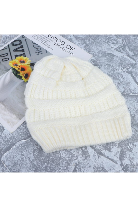MUSEYA Winter Hat for Girl Warm Knitted Hat White 1Pack Autumn Winter Accessory Headgear