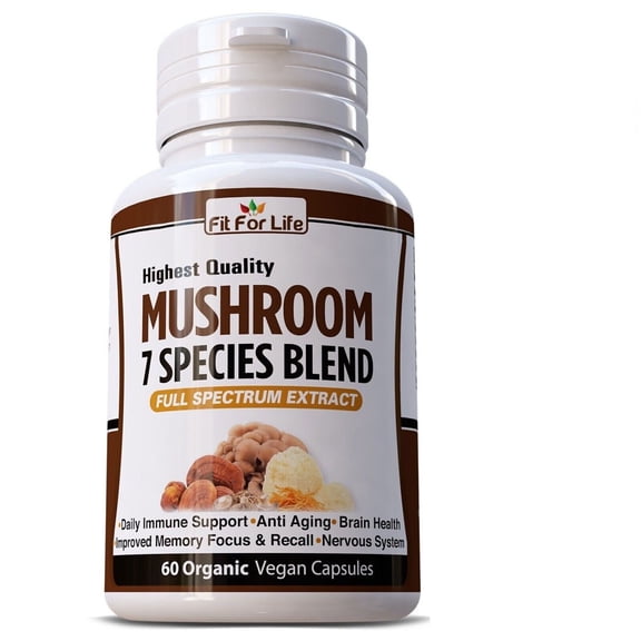 MUSHROOM 7 SPECIES PILLS LIONS MANE COGNITIVE BRAIN FUNCTION SUPPLEMENT - 60 Capsules