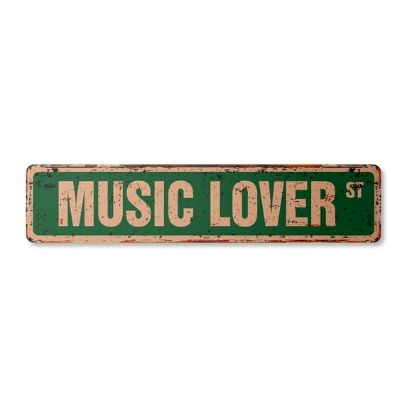 MUSIC LOVER Vintage Aluminum Street Sign band singer CD lesson teacher rustic metal tin | Indoor/Outdoor |  30" Wide