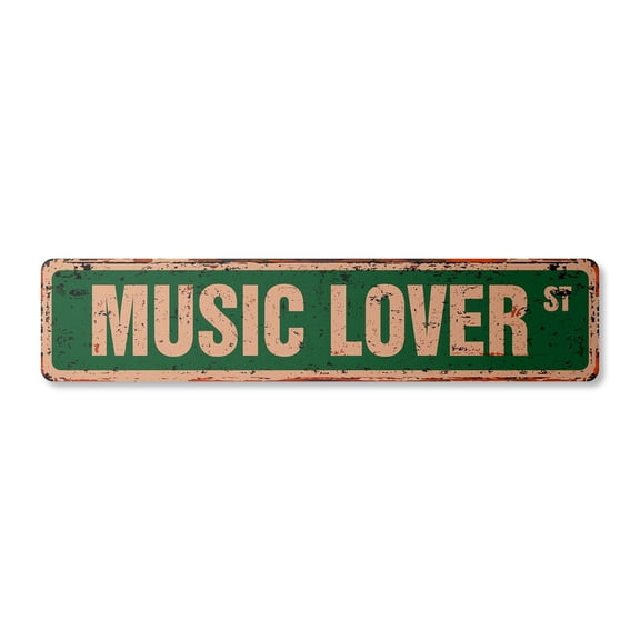 MUSIC LOVER Vintage Plastic Street Sign band singer CD lesson teacher | Indoor/Outdoor | 18" Wide