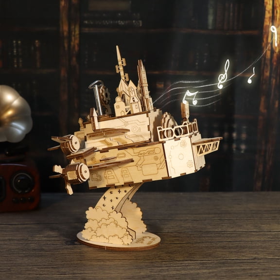 MUSIC PARK 3D Wooden Castle Music Box Kit - "You Are My Sunshine" DIY Puzzle, Birthday Gift for Women