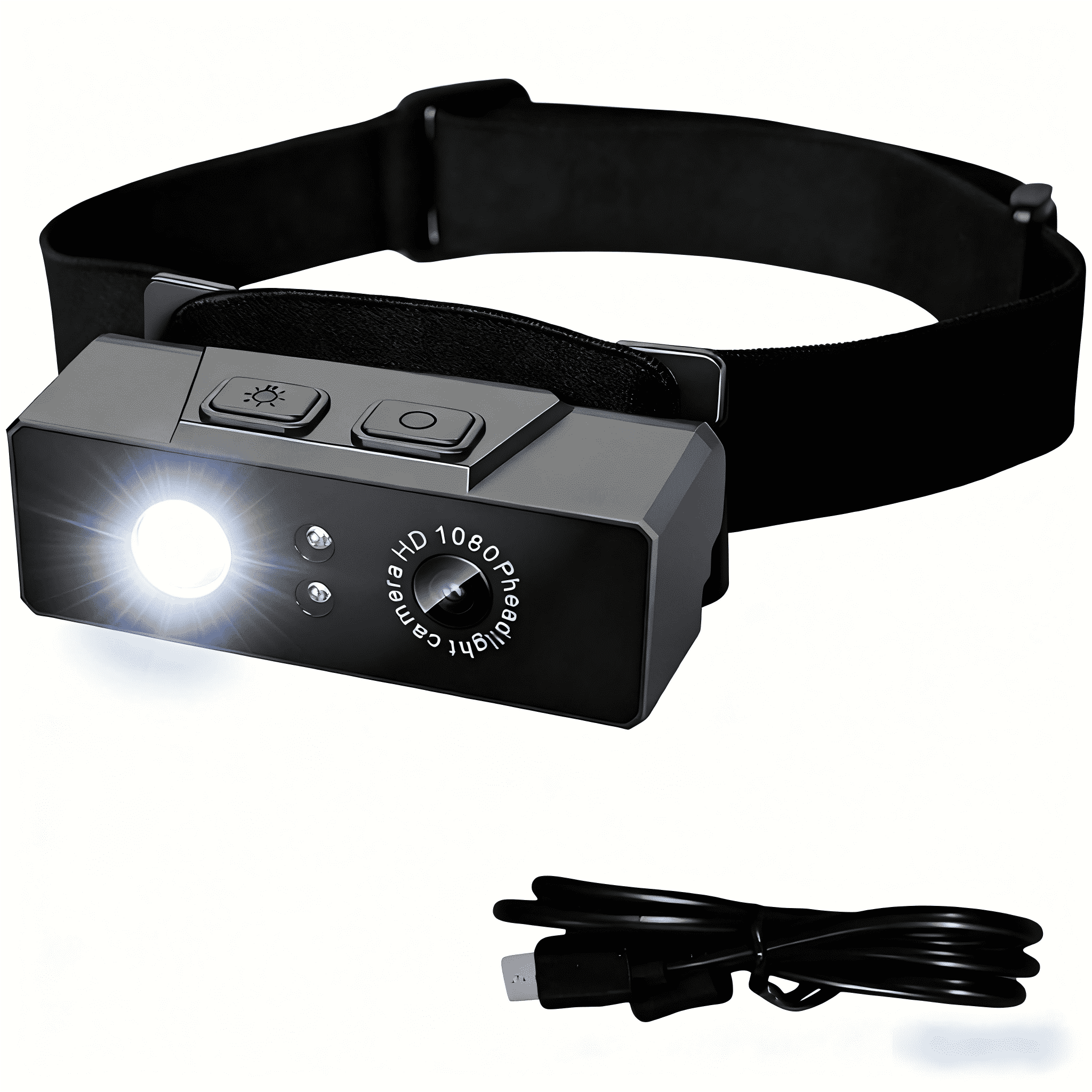 MUSICOZY 1080P HD Sports Camera,  Adjustable Head Camera for Recording with 3W LED Light & Headlamp Video Recorder, Smart Sensor Portable Action Camera, Body Video Camera for Outdoor Night Sport