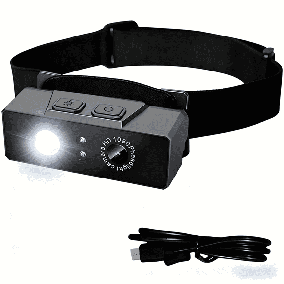 MUSICOZY 1080P HD Sports Camera,  Adjustable Head Camera for Recording with 3W LED Light & Headlamp Video Recorder, Smart Sensor Portable Action Camera, Body Video Camera for Outdoor Night Sport