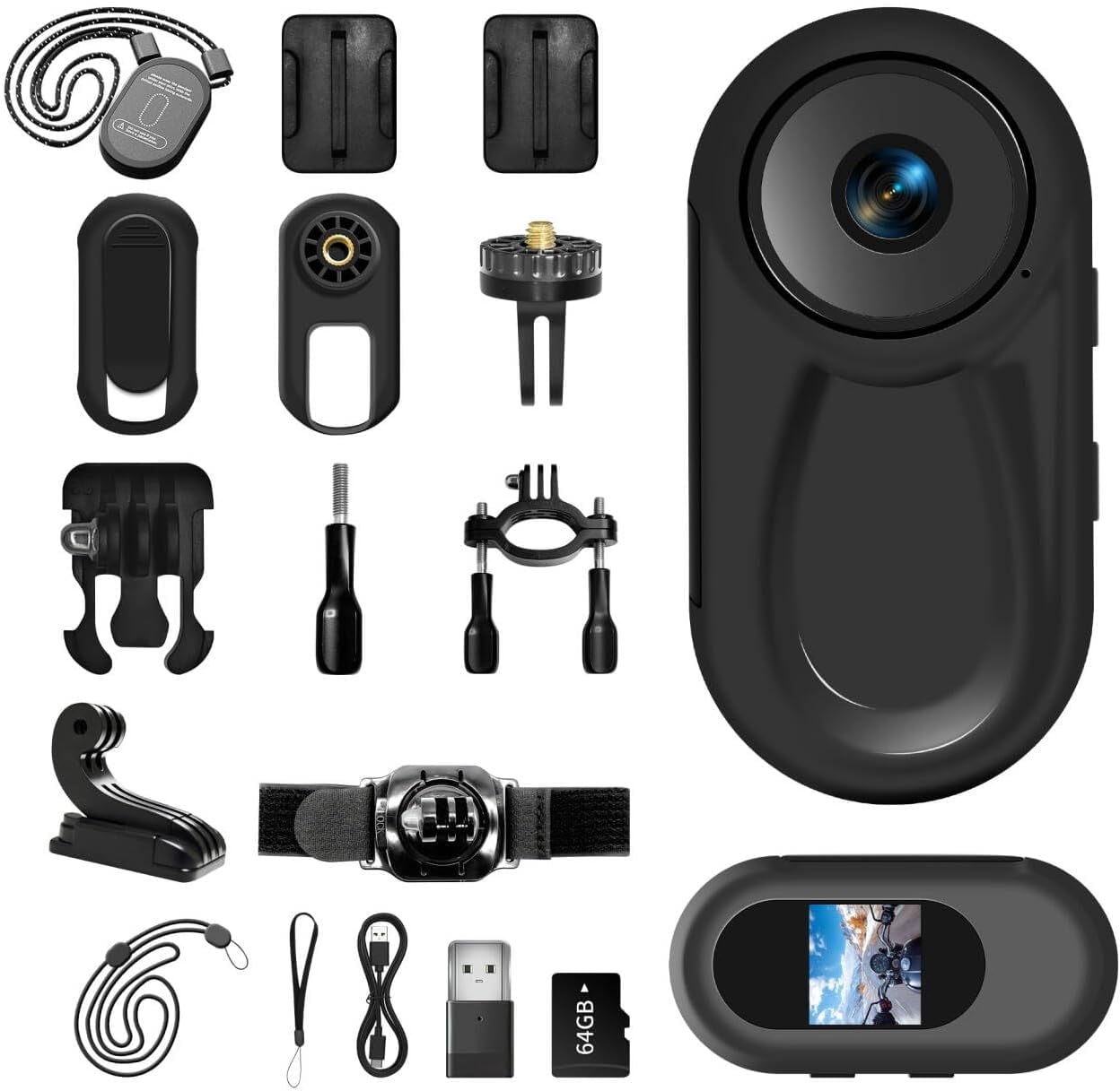 MUSICOZY 1080P Mini Body Camera,64G Wearable Action Body Cam,Thumb Size Hands Free One-Click Filming Body Worn Camera with 360°Rotatable Clip for Work, Travel, Pet Walking