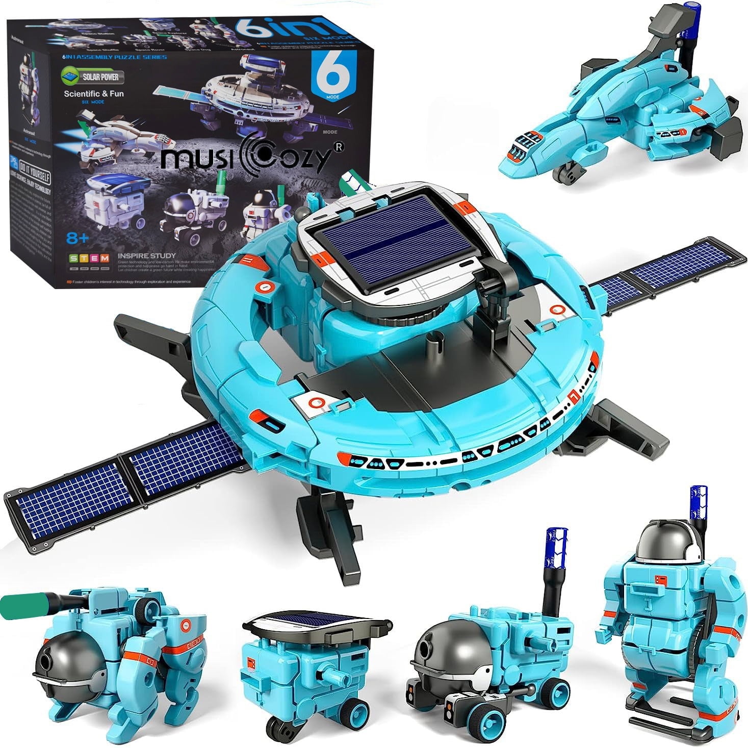 MUSICOZY 6-in-1 Solar STEM Space Robot Kit, Science Projects