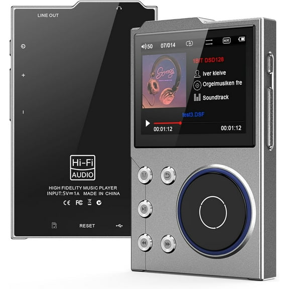 MUSICOZY 80GB MP3 Player with Bluetooth 5.3,Lossless DSD FLAC HD HiFi Portable Digital Music Player with FM Radio Recording,2.4in HD Screen Music Mp3 Player,10H Music Playback,128GB Support