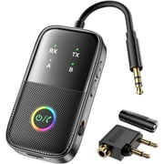 MUSICOZY A5 Pro Bluetooth Transmitter Receiver, 2-in-1 Airplane Bluetooth Adapter for Airplanes, TVs, Gyms, Supports 2 Earphones Connection, Low Latency & HD for Stereo