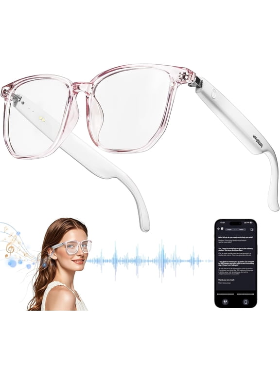 AI Translator Smart Glasses for Men Women, Bluetooth Audio Glasses with 110+ Translation,Smart Glasses Real-Time Translation, Multifunctional Bluetooth Glasses Open Ear Lighweight (White)