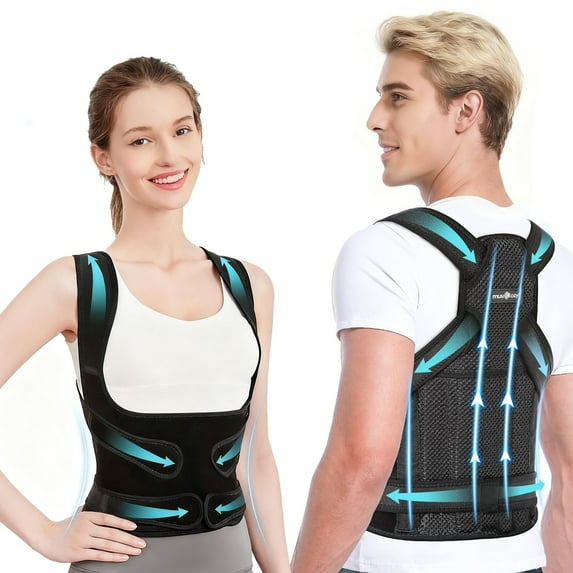 MUSICOZY Back Brace Posture Corrector for Women and Men, Back Straightener Posture Corrector, Scoliosis and Hunchback Correction, Back Pain, Spine Corrector, Adjustable Posture Trainer, Medium