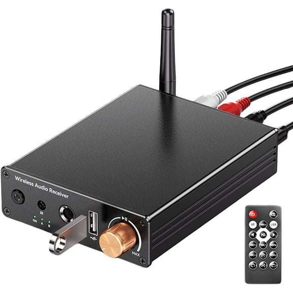 MUSICOZY Bluetooth 6.0 Receiver, Bluetooth Audio Adapter with 3.5mm RCA AUX Cable, Home Stereo Amplifier Booster, Wireless Audio for Receiving Old Stereo/Home Speakers/Wired Headphones/Stereo System