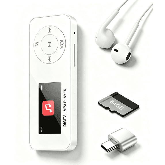 MUSICOZY Bluetooth MP3 Player with Built-in Speaker, 1.1 Inch Mini Digital Music Player, Portable Lossless Audio Player, Support TF Card, Voice Recorder, FM Radio for Students, Running, Travel