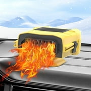 MUSICOZY Car Heater Fan 12v 150w Winter Windshield Defogger and Defroster,2 in 1 Portable Car Fast Heating Cooling Fan Can Heat for Seat with 1.4M Line, 360° Rotatable Base Car Heater(Yellow)