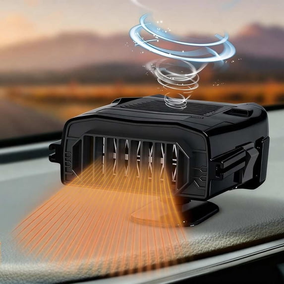 MUSICOZY Car Heater Fan 12v 150w Winter Windshield Defogger and Defroster,2 in 1 Portable Car Fast Heating Cooling Fan Can Heat for Seat with 1.4M Line, 360° Rotatable Base Car Heater(Black)