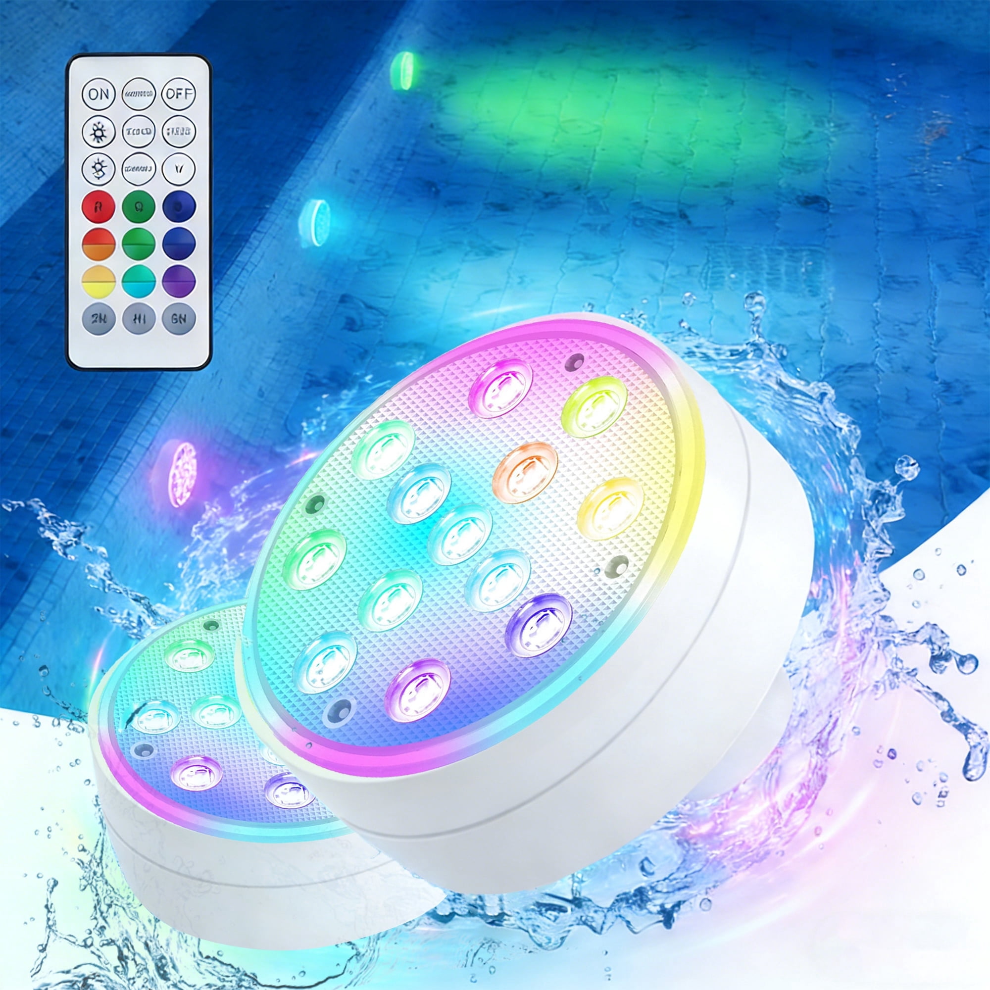 MUSICOZY Led Pool Lights, 2 Packs Upgraded Rechargeable Submersible ...