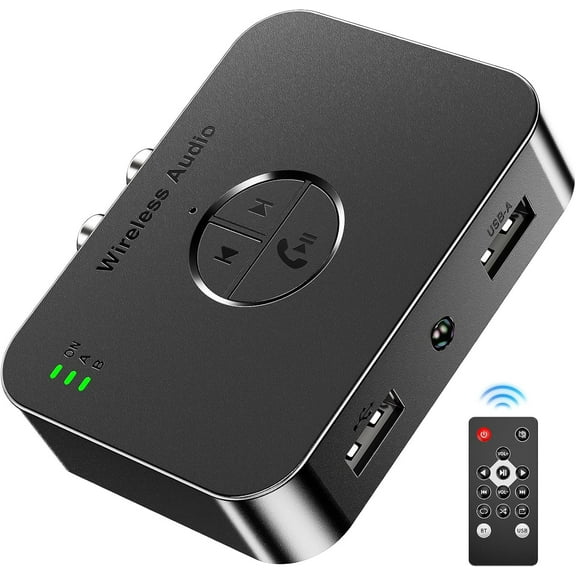 MUSICOZY M2R Bluetooth 5.4 Receiver to RCA Adapter for Stereo/Speaker/Wired Speaker/Home Music Streaming Stereo System, Supports AUX/RCA/USB
