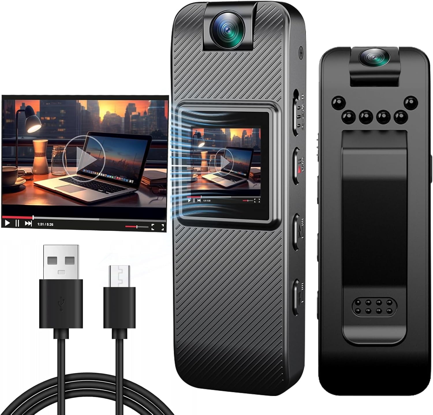 MUSICOZY Mini Body Camera HD 1080P Portable Video Recorder, Small ...