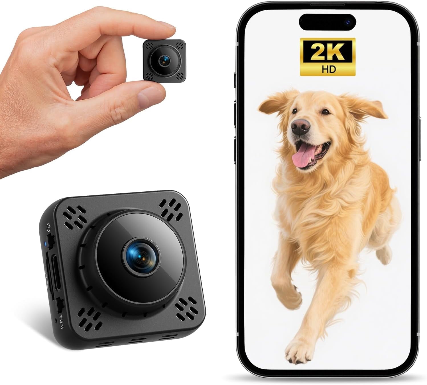 MUSICOZY Mini Camera, Nanny Cam for Home Security, Portable 2K Wireless WiFi Camera with Free Cloud & No WiFi Needed, SD Storage,Motion Detection & Night Vision Camera for Nanny/Baby Monitor/Pet