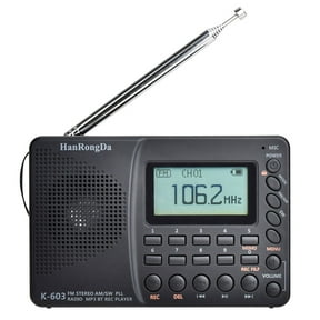 MUSICOZY Portable Digital Radio,LCD Display Radio with Speaker,AM/FM/SW/BT Pocket Radios,USB MP3 Digital Recorder,Support TF Card Bluetooth Speaker,Power-Off Memory Function Radio(Black)