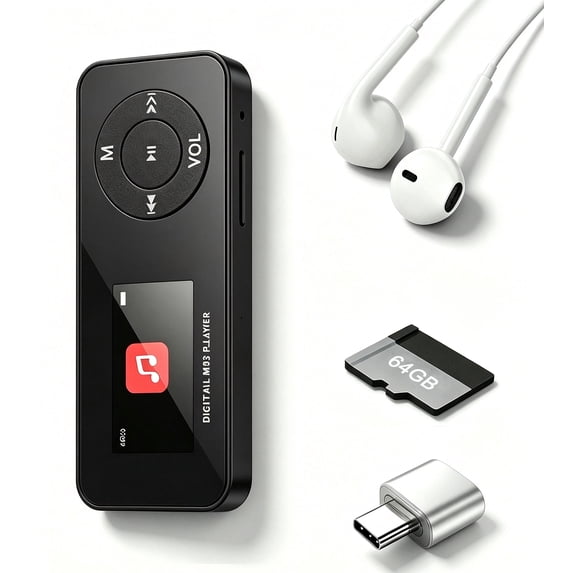 MUSICOZY Portable MP3 Player,Bluetooth 64GB MP3 Player with HD Speaker & Earphone, Mini HiFi Music Player,Built in Voice Recorder, FM Radio,eBook Reader Audio Players, Up to 128GB for Students Sports