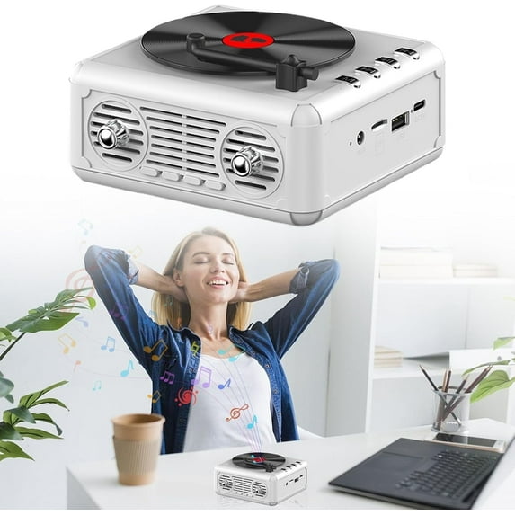 MUSICOZY Portable Small Bluetooth Speaker, Retro Player Bluetooth Speakers Built-in FM Radio, USB Rechargeable Wireless Speaker, Plug-in Support Card