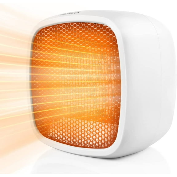 MUSICOZY Portable Space Heater, 1000W/800W Ceramic Electric Heater, Compact Small Warmer, Heat Up in 2 Seconds, Safe and Quiet Heart for Office Room Desk Indoor Use (White)