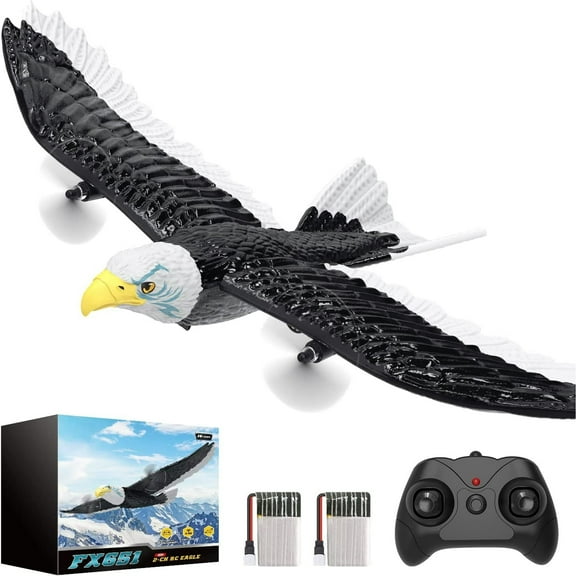 MUSICOZY RC Airplane, Remote Control Eagle Plane, RTF Aircraft, 2.4GHZ 2CH Flying Bird with 2 Batteries and 6-Axis Gyro Stabilizer Propeller, Easy to Fly for Beginners, Adults, Kids and Children