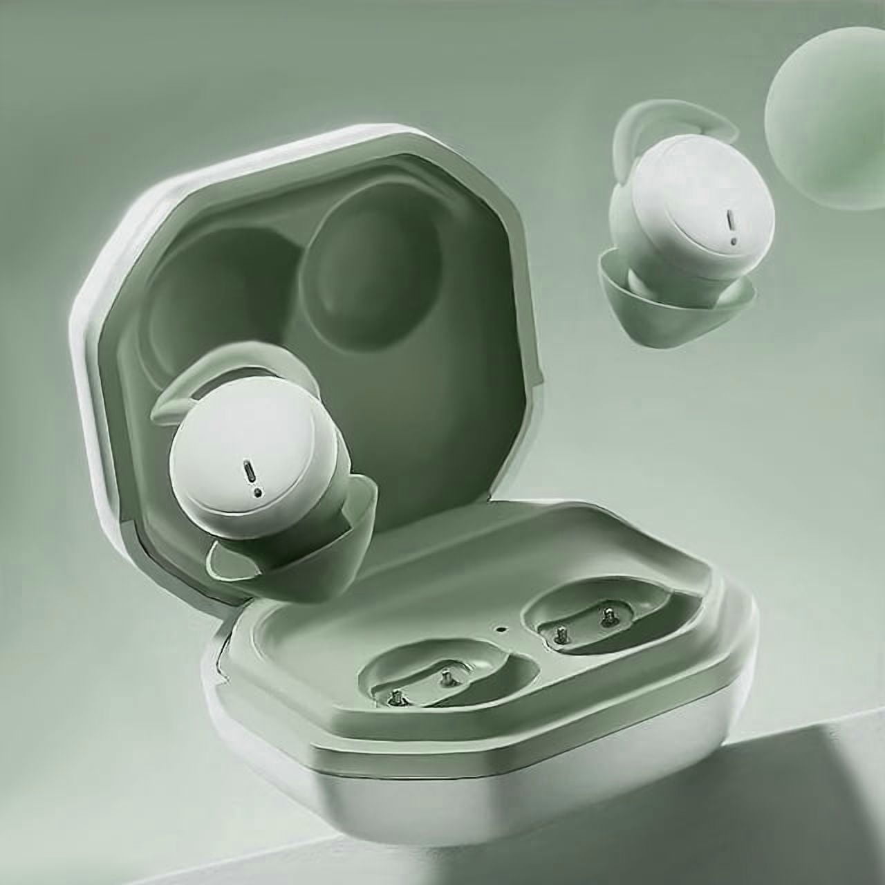 MUSICOZY Sleep Earphones Bluetooth Sports Headphone, Wireless Music Sleeping Headphones Noise-Canceling Earbuds Mini Earphones Bluetooth 5.3 Hidden Headphones for Side Sleepers/Work,Green
