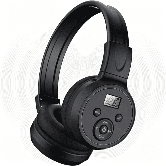 Rechargeable & Portable Personal FM Radio Headphones, Best Reception Foldable FM Headset Radio with Soft Ear Muffs, for Mowing, Jogging, Walking,Cycling, FM Receiver for School, Meeting
