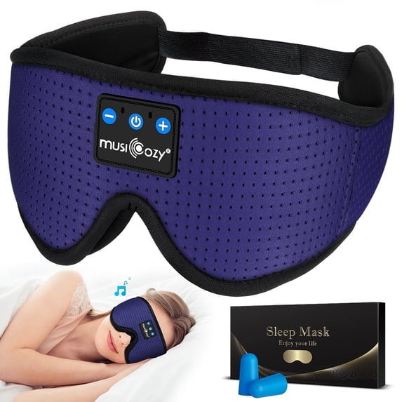 MUSICOZY Sleep Headphones Bluetooth Headband Breathable 3D Sleeping Headphones, Wireless Music Eye Mask Sleep Earbuds for Side Sleepers Women Office Air Travel Cool Tech Gadgets Unique Gifts